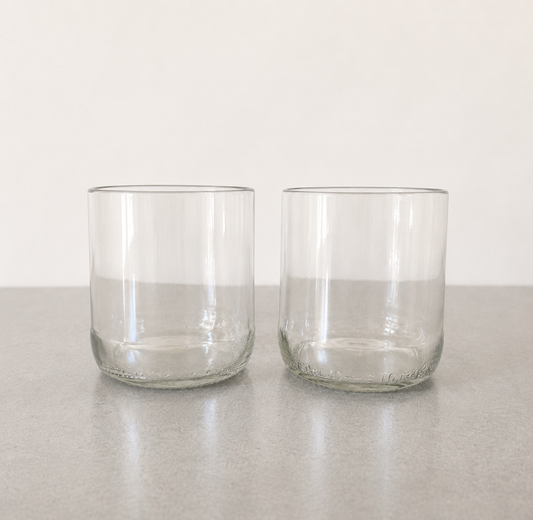 RECLAIMED WINE BOTTLE GLASSES SMALL - SET OF 2